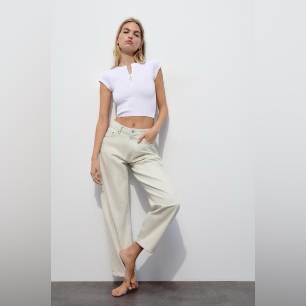 5/$12💕Zara Women's Cream Straight Leg Jeans